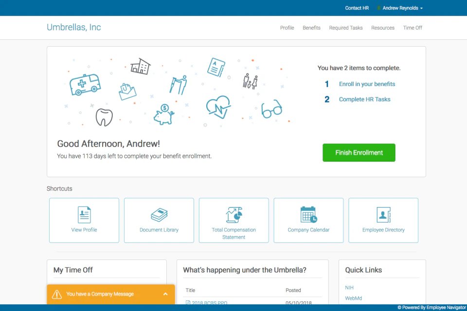 screenshot of Employee Navigator